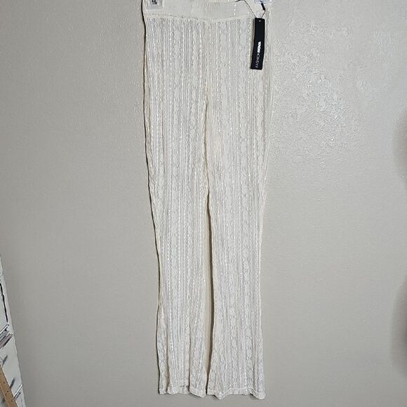 NWT Fashion Nova Small Camelia Cream Lace Cocer Up Pants - Picture 3 of 9